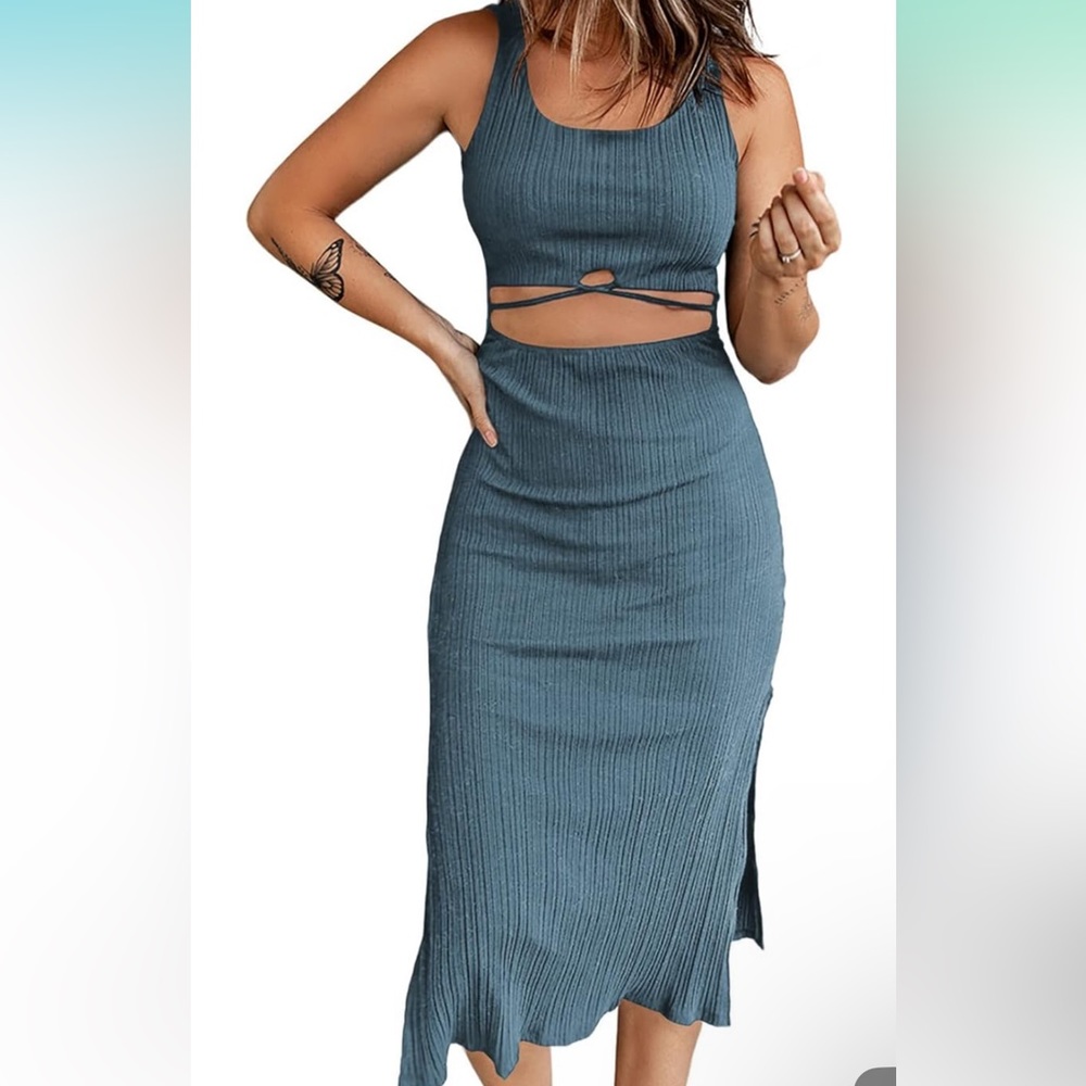 Sleeveless Cut Out Twist Bodycon Dress Wrap Dresses